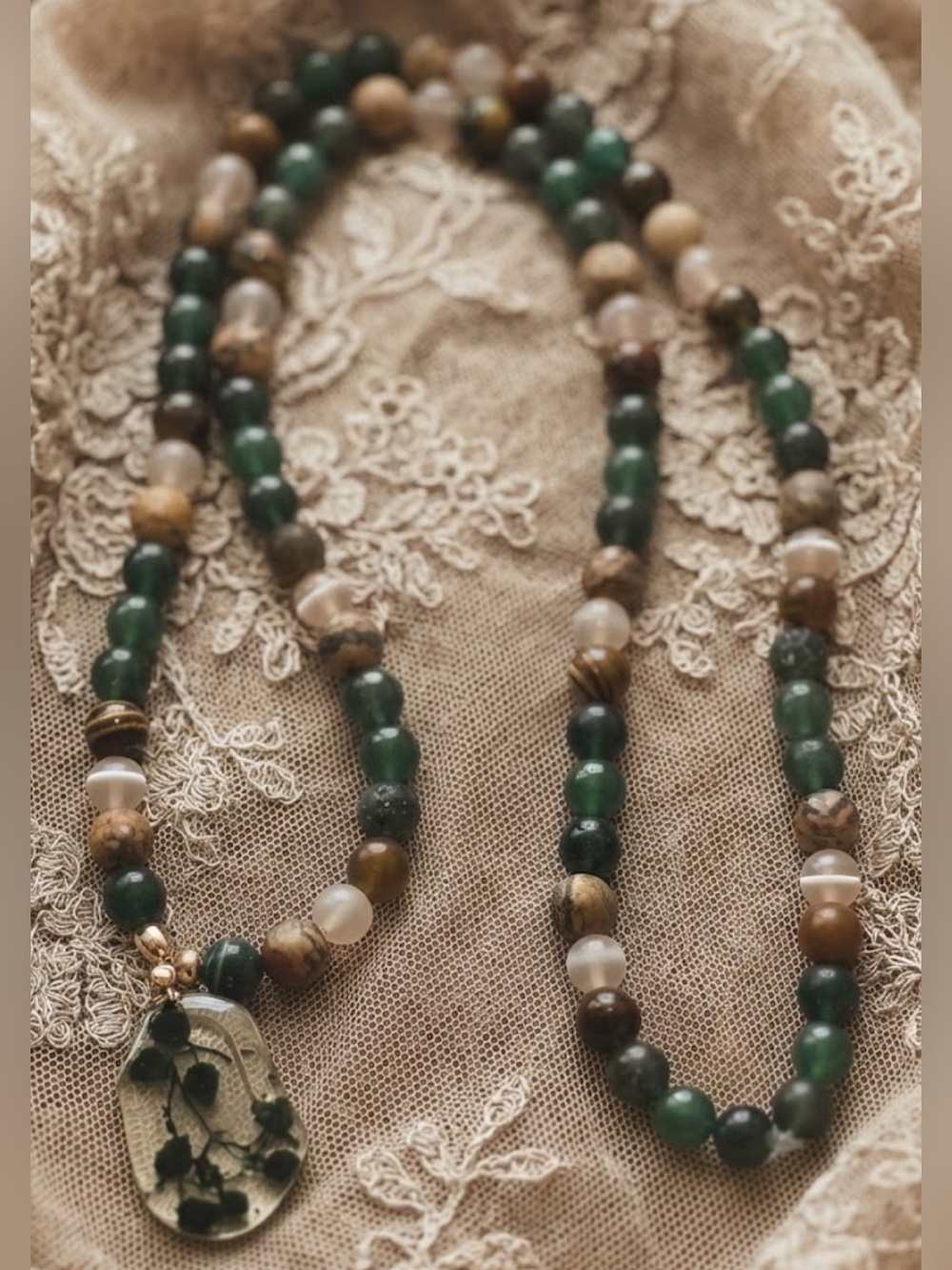 Woodland Dream Necklace (Picasso Jasper, Emerald Jade, Moss Agate)